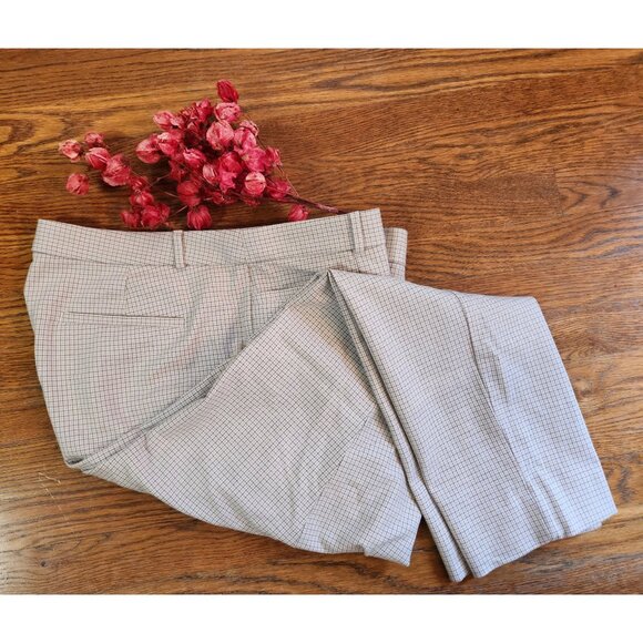 Banana Republic Houndstooth Sloan Stretch Pants Tan Brown & Cream Sz 16 - Picture 5 of 10